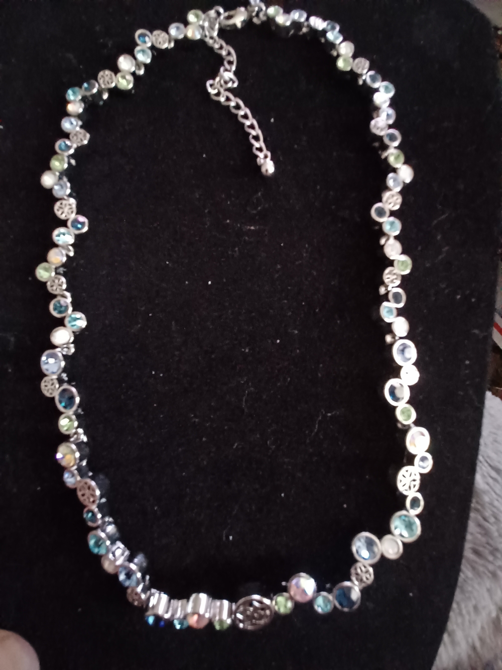 Lia Sophia Happy Hour Silver Tone  Multi-Color Crystal Station Necklace